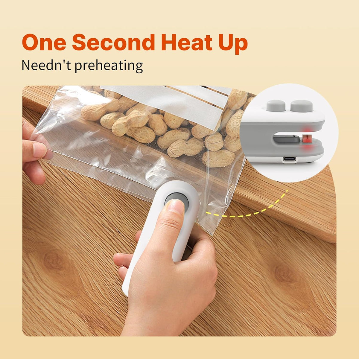 2 in 1 Cutting and Sealer USB Rechargeable Food Sealer Mini Sealer for Snack Storage Food Sealer for Chip Bags, Plastic Bags