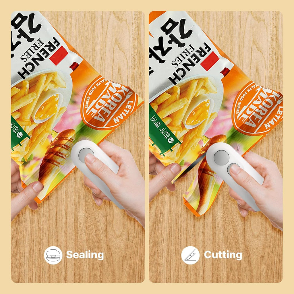 2 in 1 Cutting and Sealer USB Rechargeable Food Sealer Mini Sealer for Snack Storage Food Sealer for Chip Bags, Plastic Bags