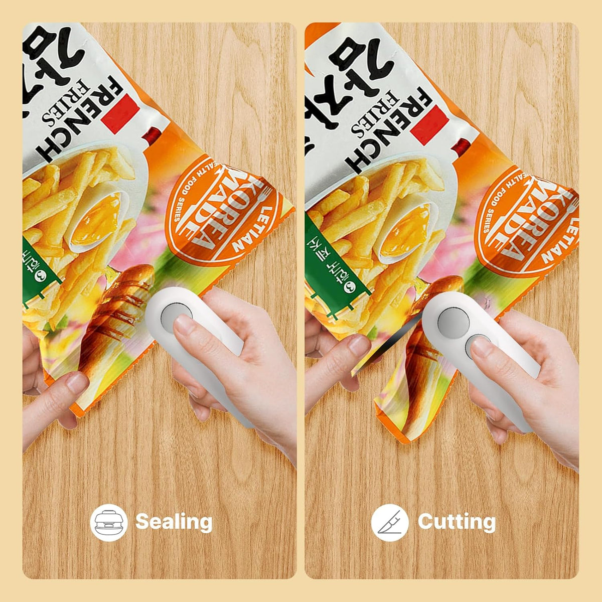 2 in 1 Cutting and Sealer USB Rechargeable Food Sealer Mini Sealer for Snack Storage Food Sealer for Chip Bags, Plastic Bags