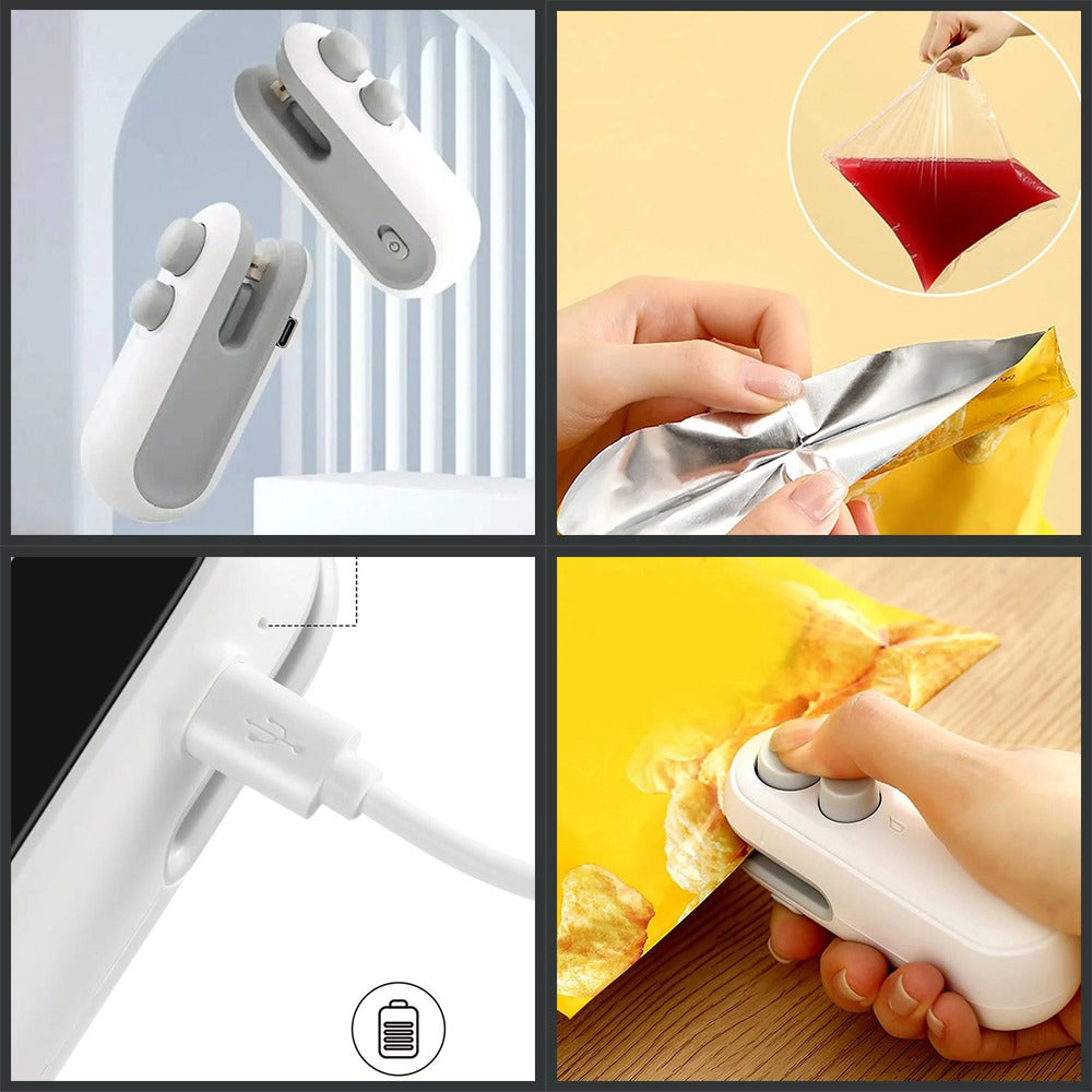 2 in 1 Cutting and Sealer USB Rechargeable Food Sealer Mini Sealer for Snack Storage Food Sealer for Chip Bags, Plastic Bags