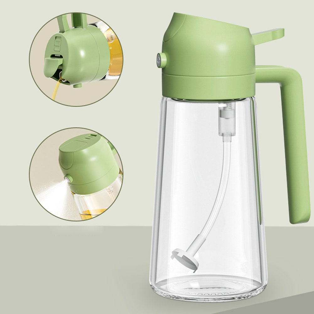 2-in-1 Oil Sprayer Bottle for Kitchen – Spray & Pour Dispenser for Cooking, Baking and BBQ | 450Ml - Glass (Random Color)