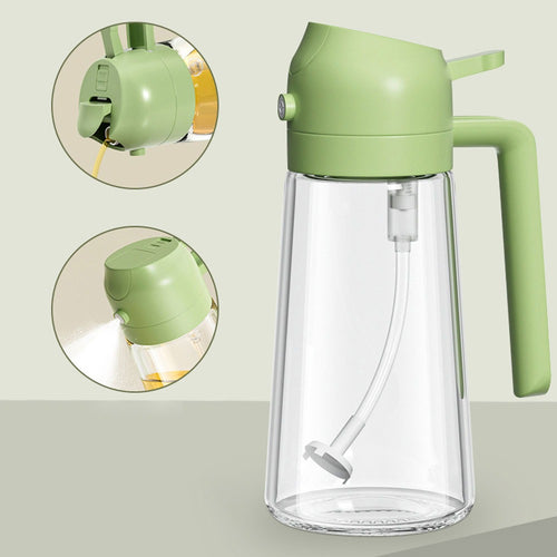 2-in-1 Oil Sprayer Bottle for Kitchen – Spray & Pour Dispenser for Cooking, Baking and BBQ | 450Ml - Glass (Random Color)