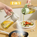 2-in-1 Oil Sprayer Bottle for Kitchen – Spray & Pour Dispenser for Cooking, Baking and BBQ | 450Ml - Glass (Random Color)