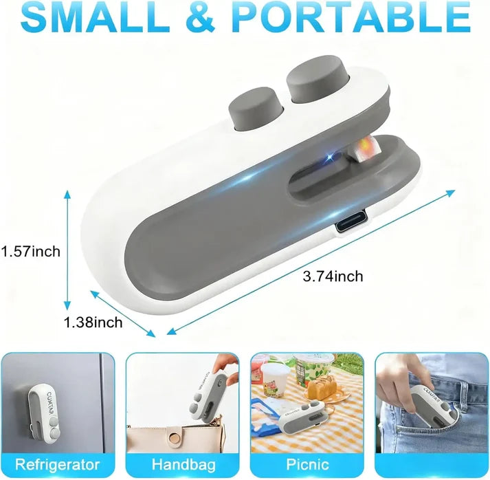 2 in 1 Cutting and Sealer USB Rechargeable Food Sealer Mini Sealer for Snack Storage Food Sealer for Chip Bags, Plastic Bags